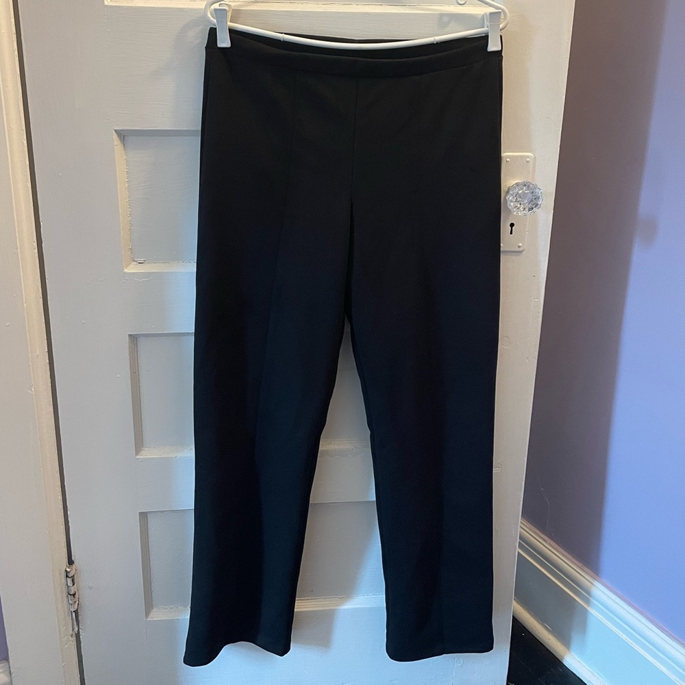 Black Suede Straight Leg Women's Pants
